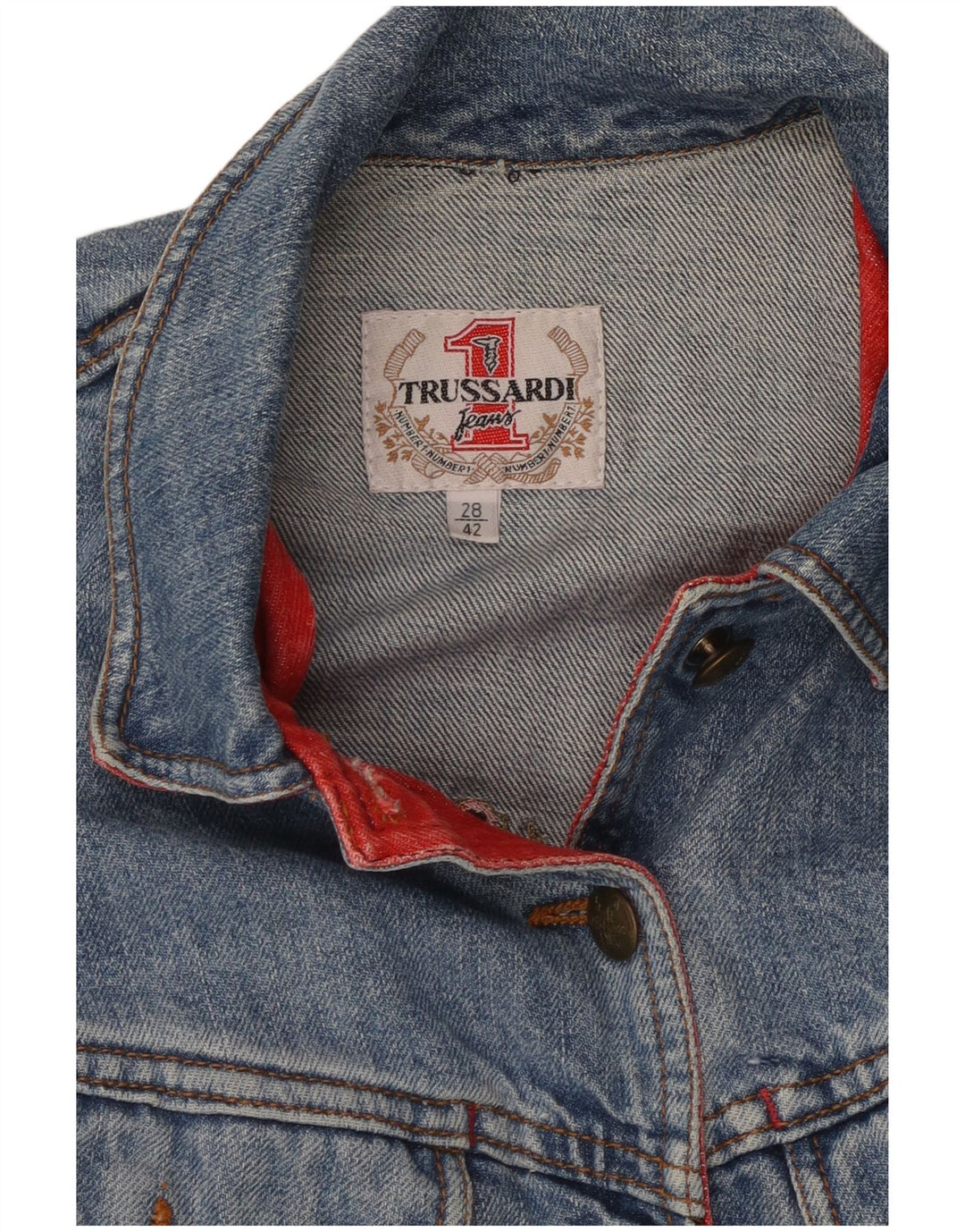 TRUSSARDI Γυναικείο κοντομάνικο τζιν μπουφάν Bolero IT 42 μεσαίο μπλε βαμβακερό