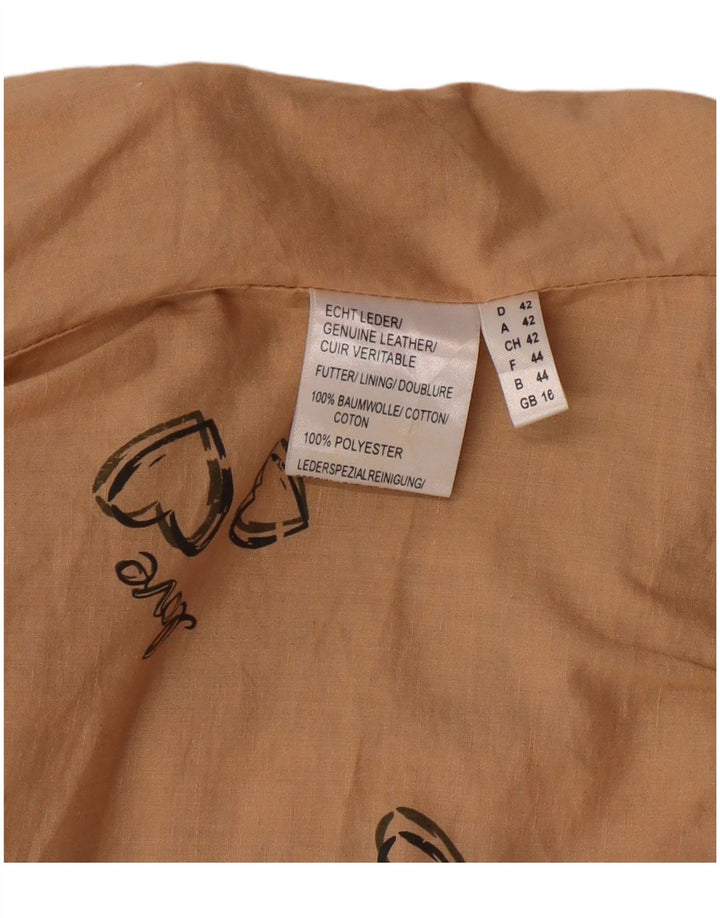 DAVID MOORE Γυναικείο Crop Biker Jacket UK 16 Large Green Colourblock Δερμάτινο