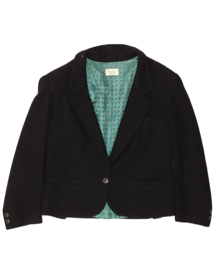 Benetton Γυναικείο Μπουφάν Blazer 1 Κουμπί IT 44 Μεσαίο Μαύρο Μαλλί