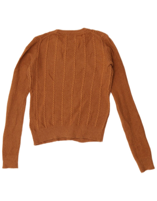 Jack Wills Γυναικείο πουλόβερ με λαιμόκοψη Crop Crop UK 8 Μικρό καφέ μαλλί