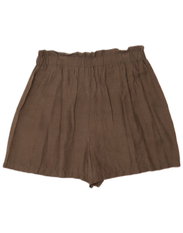 Zara γυναικείο ψηλόμεσο φαρδύ πόδι casual σορτς Medium W28 Khaki Cupro