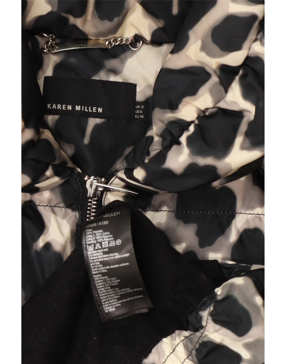 Karen Millen Γυναικείο παλτό UK 12 Medium Black Animal Print Polyester