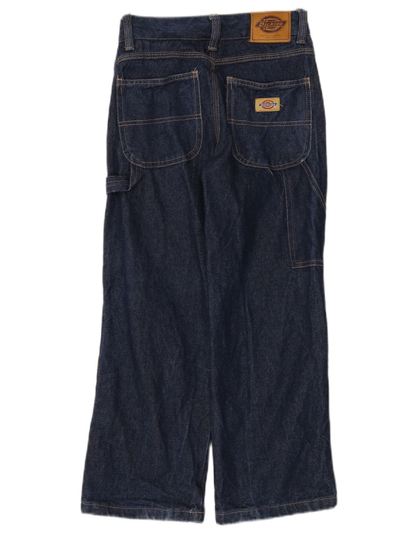DICKIES Boys Cargo Wide Leg Jeans 9-10 Years W24 L24 Navy Blue Cotton