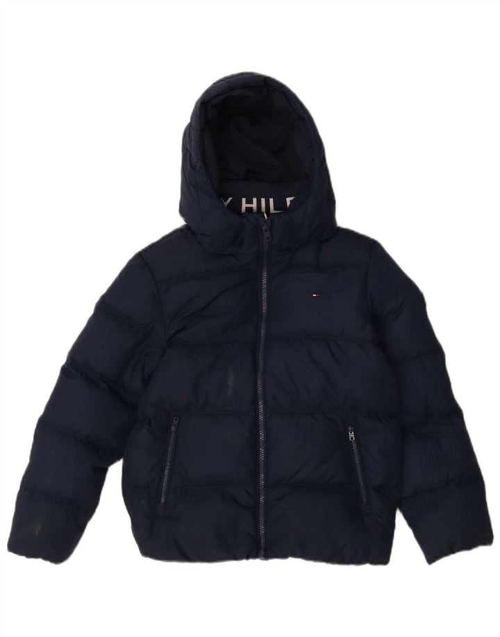 Μπουφάν Tommy Hilfiger Boys με κουκούλα με επένδυση 9-10 ετών Navy Blue Polyester