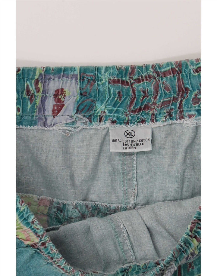 Vintage ανδρικό γραφικό casual σορτς XL W32 Πράσινο Patchwork Βαμβακερό