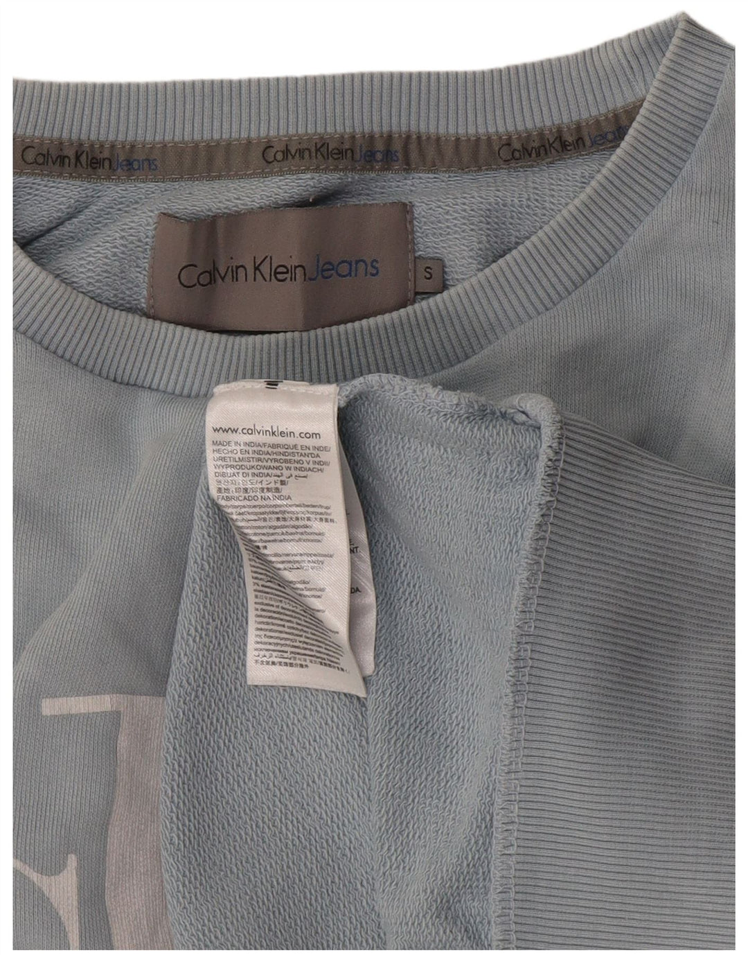 Calvin Klein Jeans Ανδρικό Γραφικό Φούτερ Jumper Μικρό Μπλε Βαμβακερό