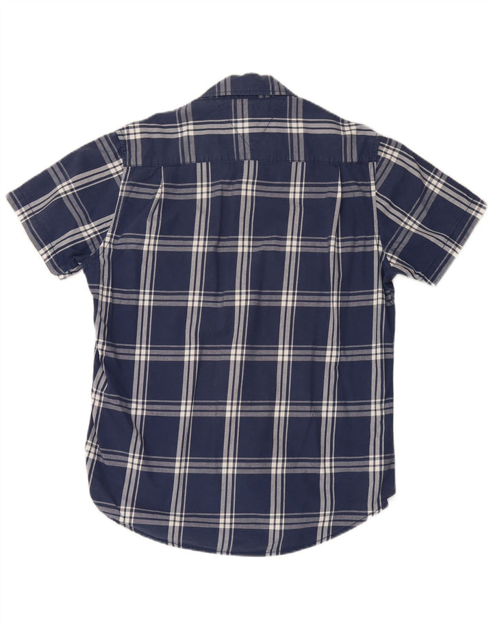 TOMMY HILFIGER Mens Coupe Ajustee Custom Fit Shirt Large Navy Blue Check