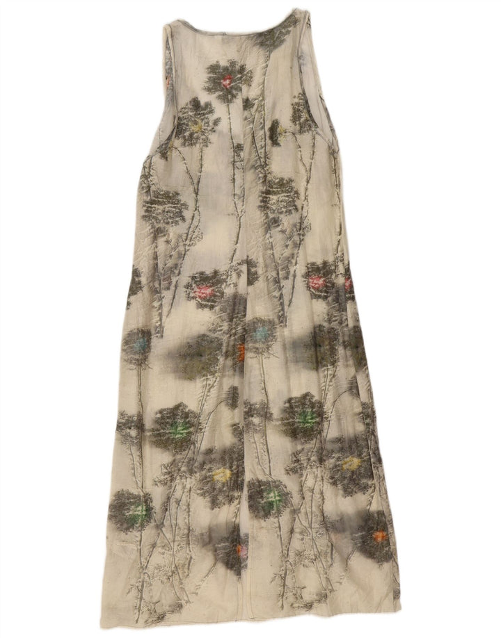 Zara Γυναικείο Αμάνικο Βασικό Φόρεμα UK 12 Medium Off White Floral βαμβακερό
