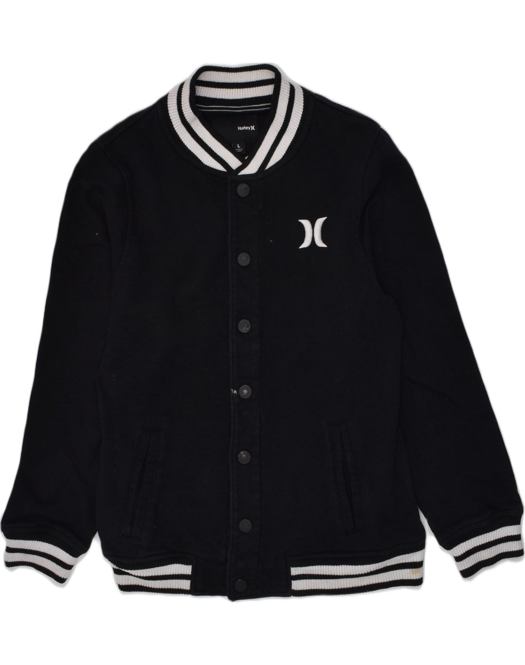 Μπουφάν HURLEY Boys Graphic Varsity 11-12 ετών μεγάλο μαύρο βαμβακερό