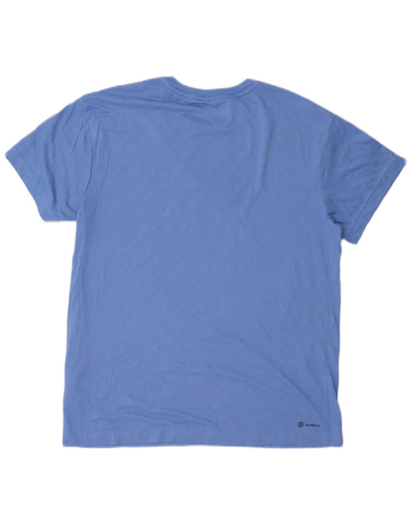 Adidas Γυναικείο T-Shirt Aeroready γραφικό Top UK 12/14 Medium Blue Polyester