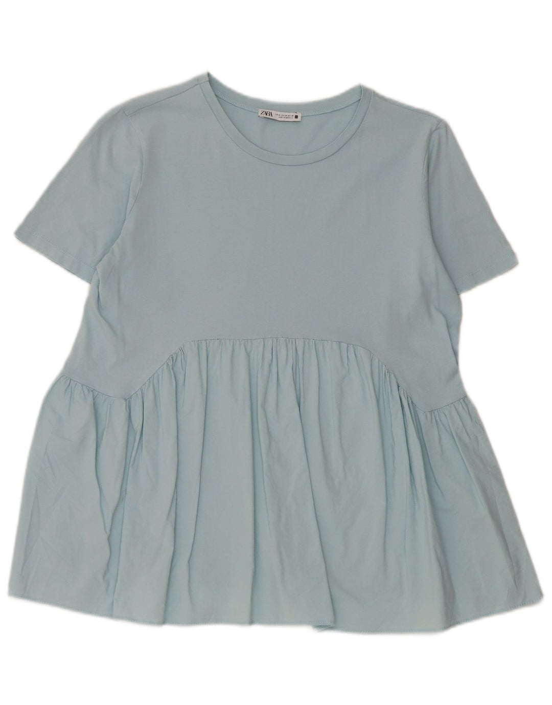 Zara Γυναικεία Μπλούζα Τοπ UK 12 Medium Blue Cotton