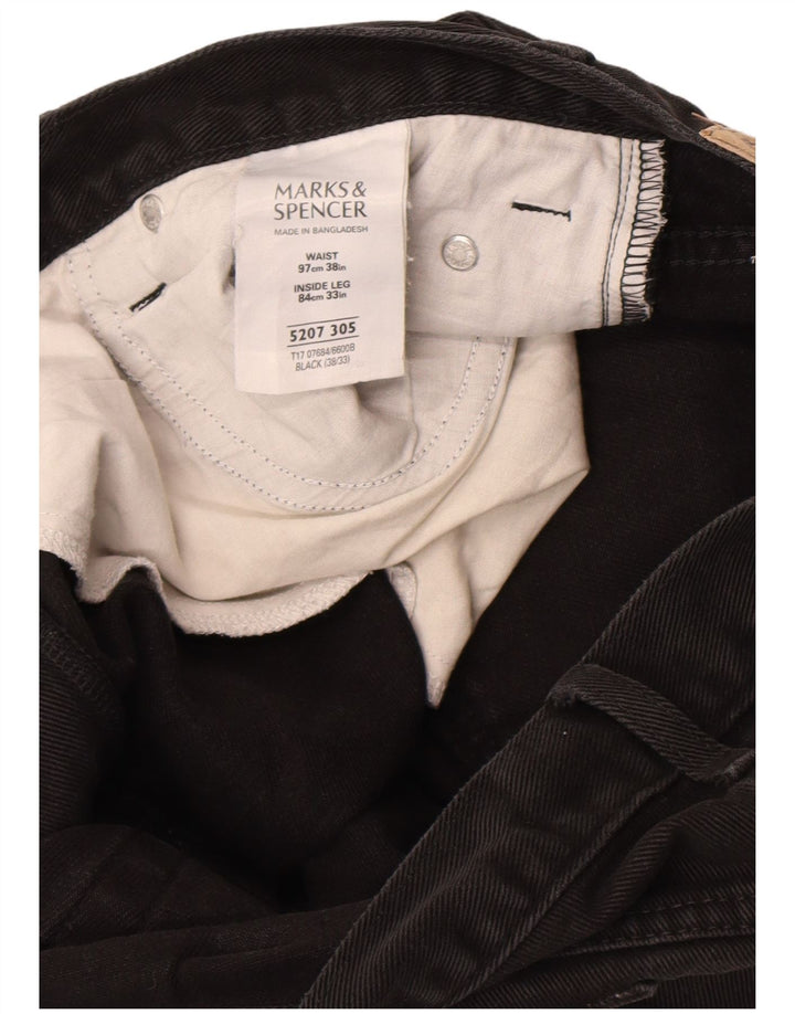 Ανδρικό τζιν ίσιο Marks & Spencer W38 L33 Μαύρο βαμβακερό