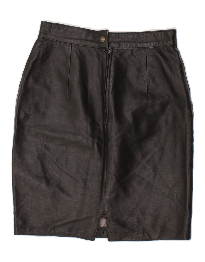 VINTAGE Womens Leather Skirt IT 40 Small W26 Black Leather Vintage Vintage and Second-Hand Vintage from Messina Hembry 