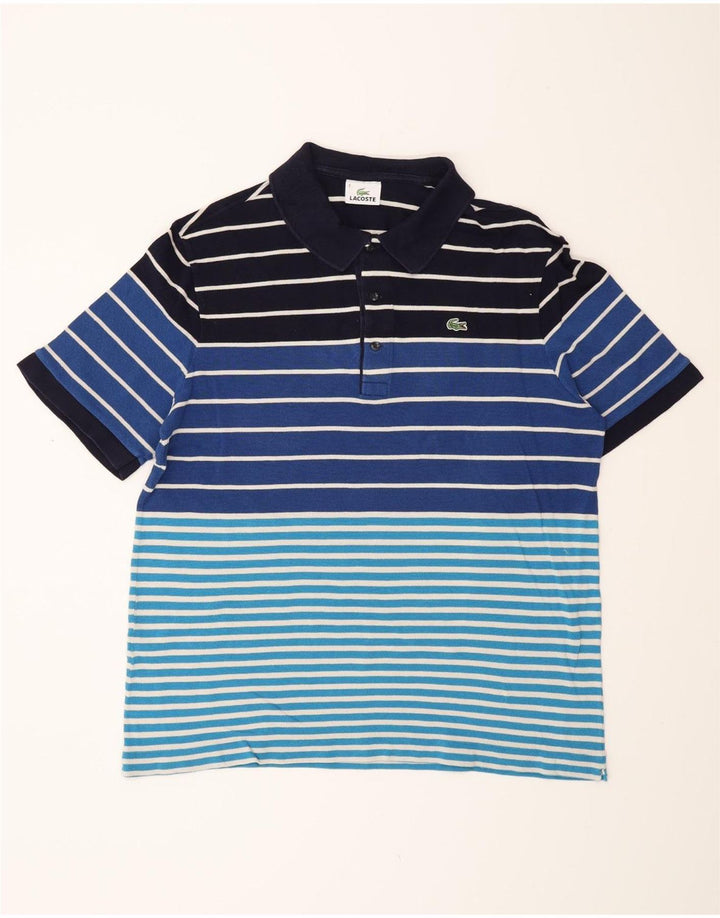 Ανδρικό πουκάμισο πόλο Lacoste, μέγεθος 6 XL, βαμβακερό μπλε ριγέ