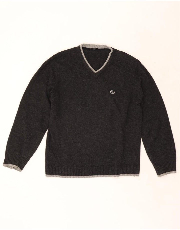 Sergio Tacchini Ανδρικό πουλόβερ με V λαιμόκοψη XL Γκρι μαλλί