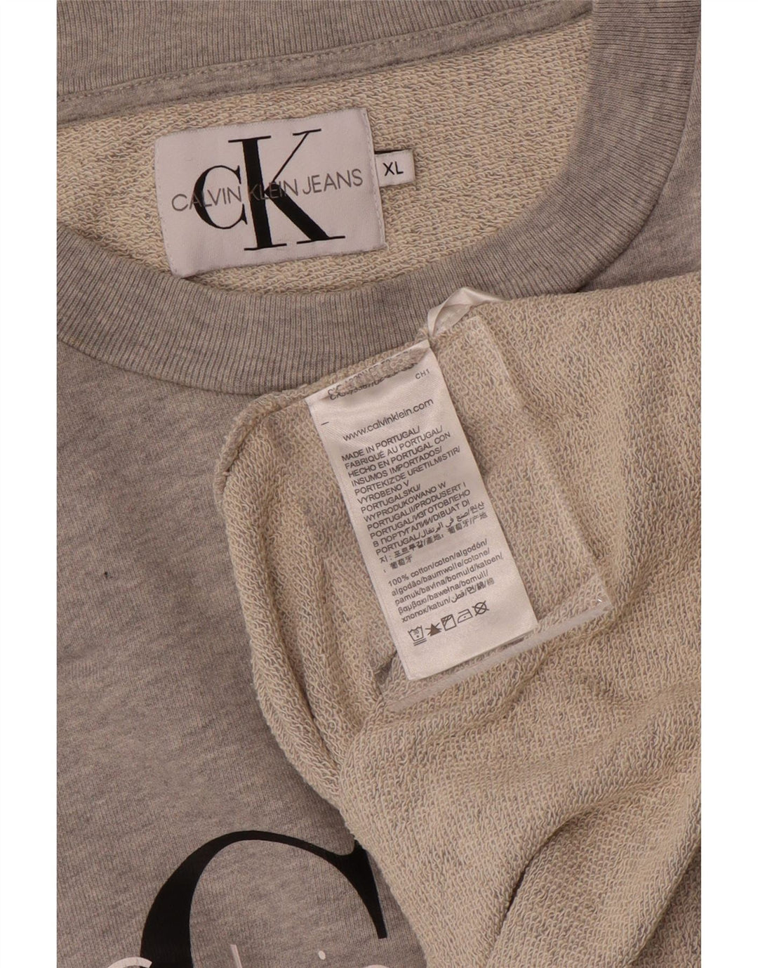 Γυναικείο γραφικό φούτερ CALVIN KLEIN JEANS Jumper UK 18 XL Γκρι βαμβακερό