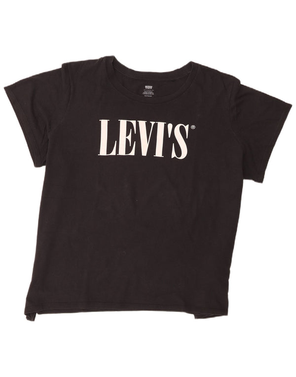 Γυναικείο γραφικό μπλουζάκι Levi's Top UK 22 3XL μαύρο βαμβακερό