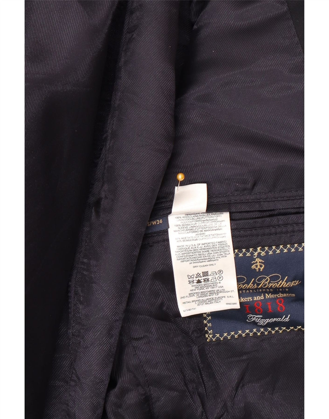 Brooks Brothers Ανδρικό μπλέιζερ με 2 κουμπιά μπουφάν UK 40 Large Navy Blue Wool