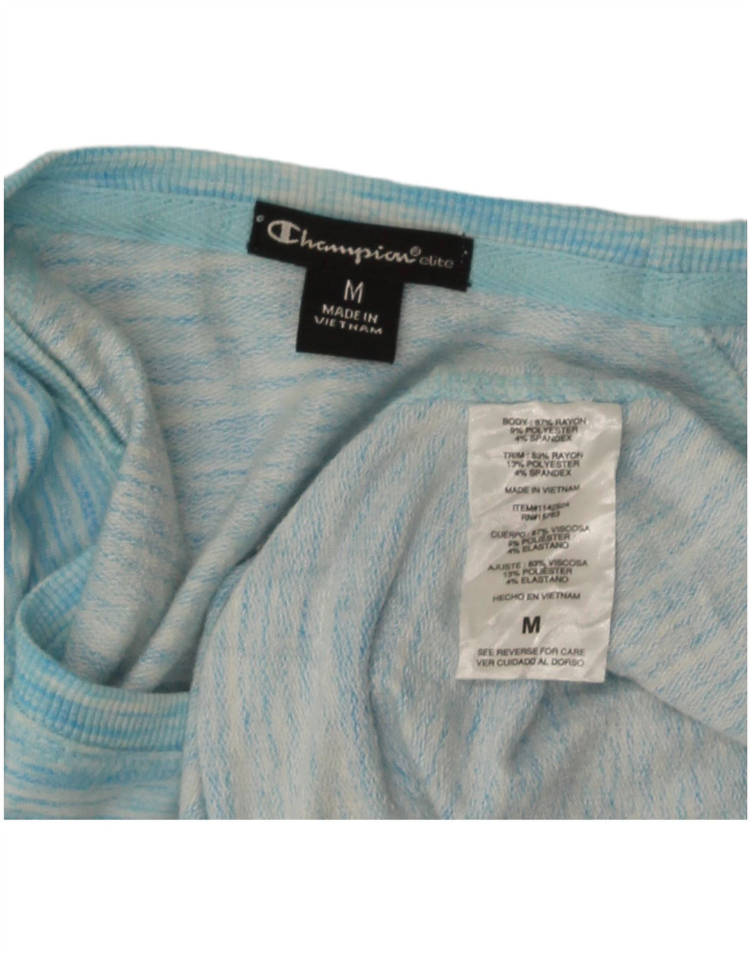 Champion Womens Top μακρυμάνικο UK 14 Medium Blue Flecked Rayon