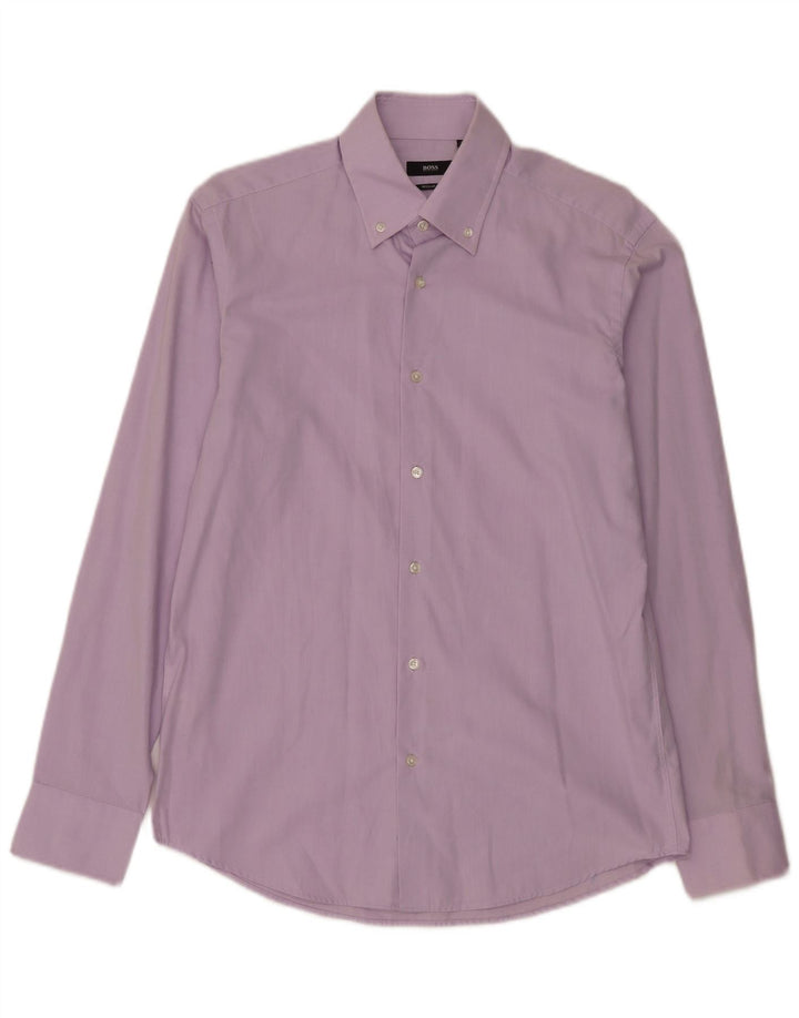 Ανδρικό πουκάμισο Hugo Boss Regular Fit Size 4015 3/4 Medium Purple βαμβακερό