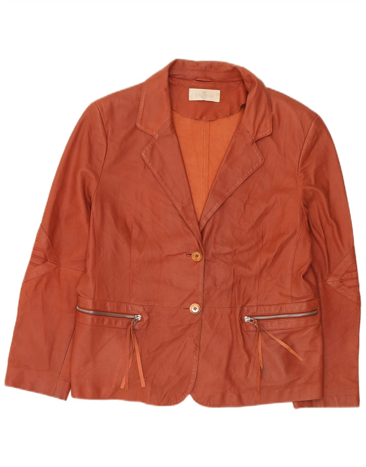 ELEGANCE PARIS Γυναικείο σακάκι σακάκι με 2 κουμπιά UK 20 2XL καφέ δέρμα