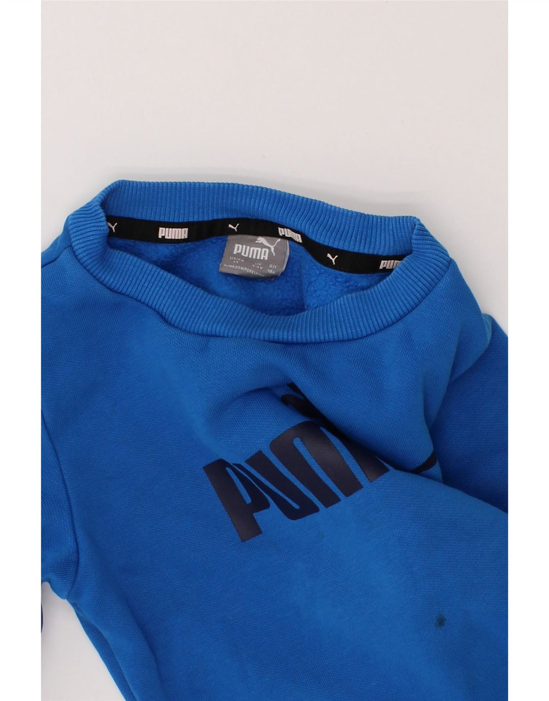 PUMA Boys Graphic Sweatshirt Jumper 3-4 Years Blue Cotton Vintage Puma and Second-Hand Puma from Messina Hembry 