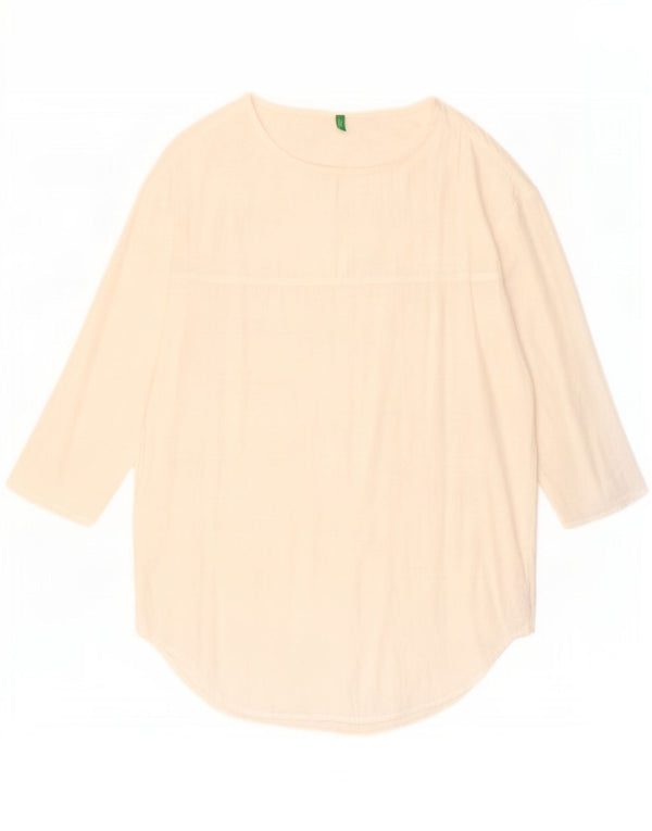 Benetton Γυναικείο 3/4 μανίκι τοπ UK 14 μεσαία λευκή βισκόζη
