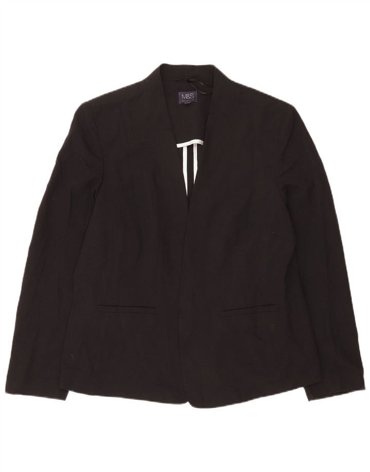Marks & Spencer Γυναικείο Open Blazer Jacket UK 16 Large Black Polyester