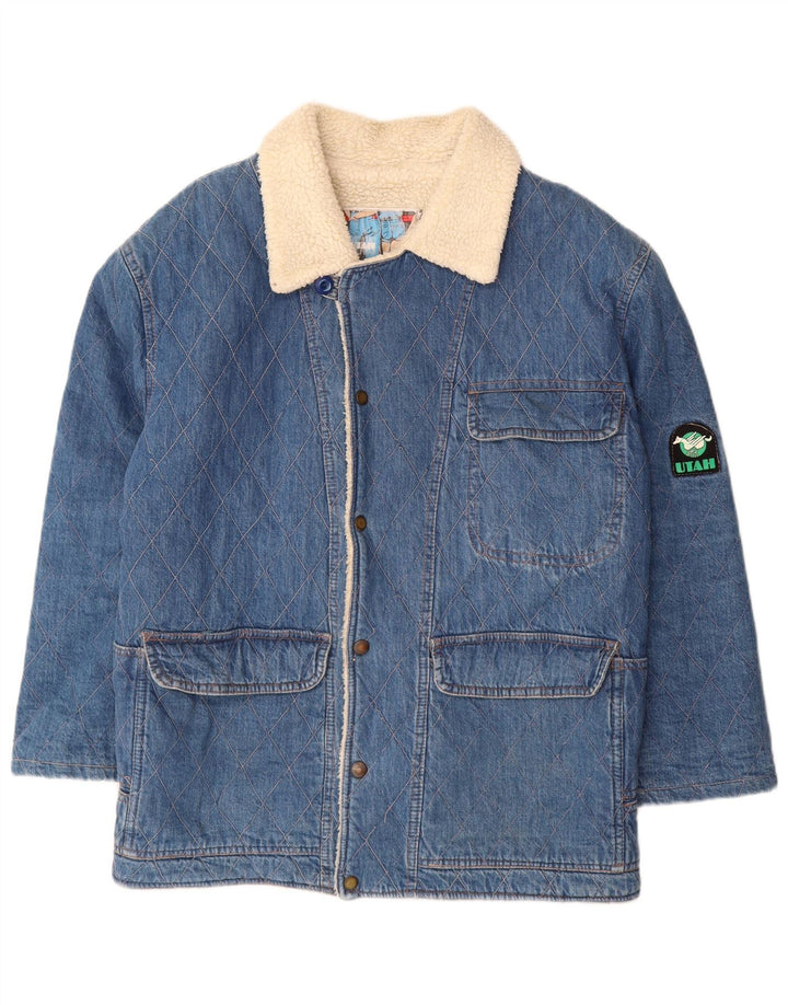 VINTAGE Ανδρικό τζιν Sherpa Jacket UK 40 Large Blue Cotton Classic