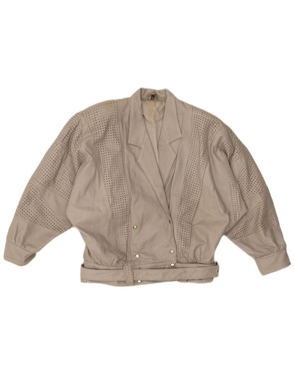 GABRIELLA BENELLI Γυναικείο μπουφάν υπερμεγέθη EU 36 Small Grey Leather