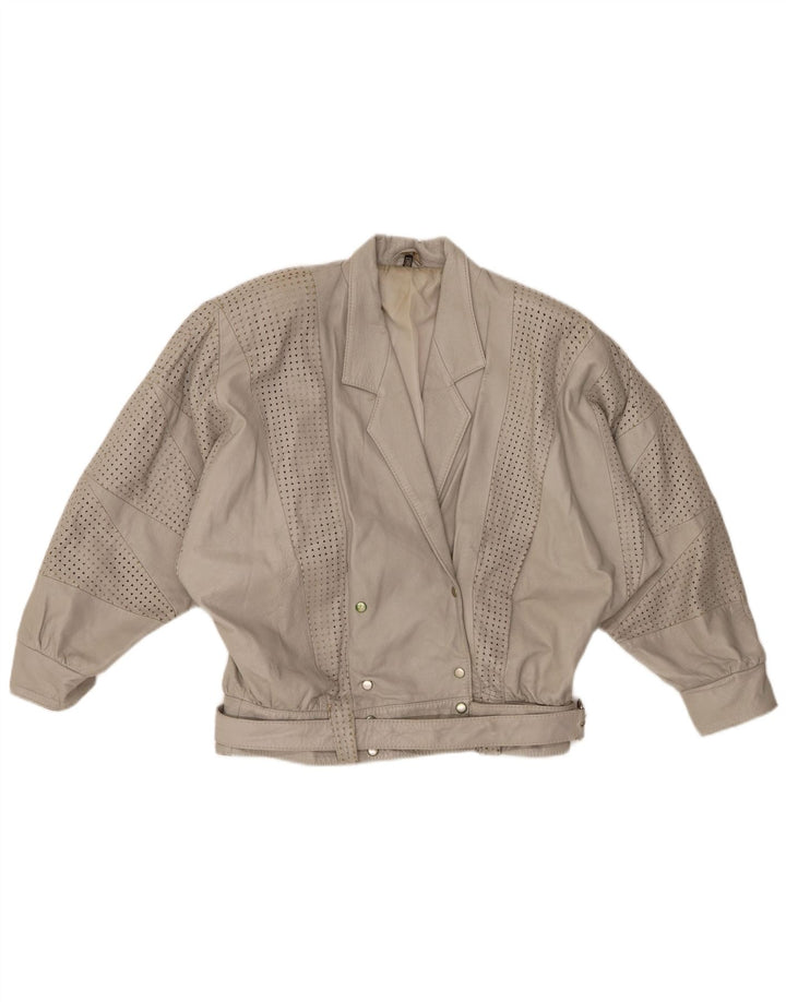 GABRIELLA BENELLI Γυναικείο μπουφάν υπερμεγέθη EU 36 Small Grey Leather