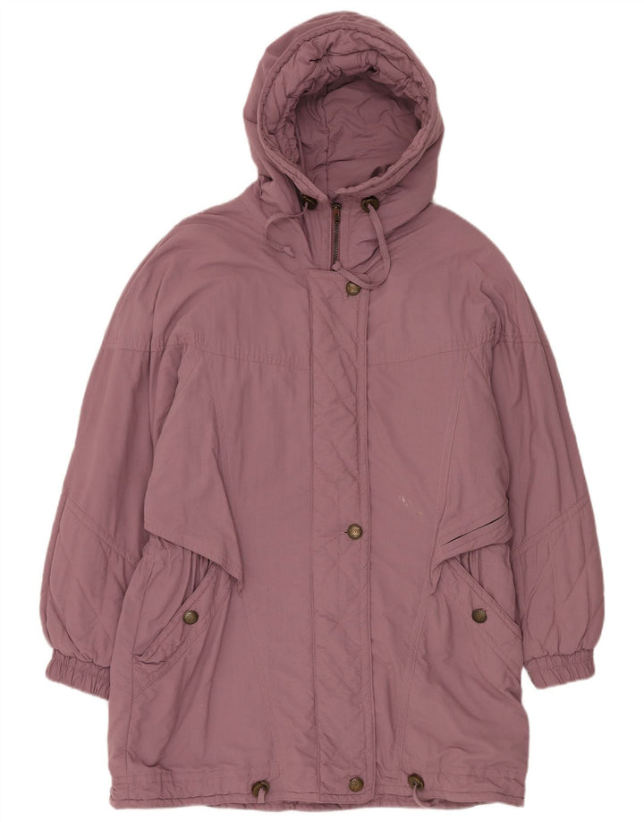 VINTAGE Γυναικείο παλτό αντιανεμικό με κουκούλα EU 42 Μεγάλο Μωβ Πολυεστέρας