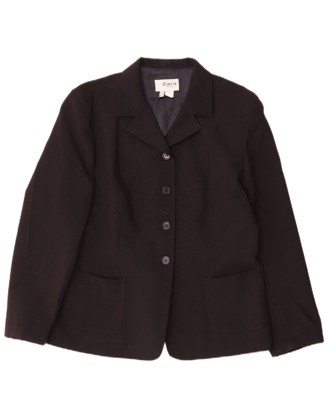 Zara Γυναικείο Μπουφάν σακάκι με 4 κουμπιά EU 44 XL Μαύρο πολυεστέρα