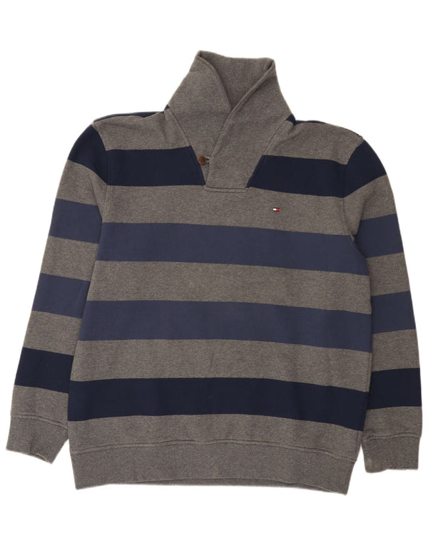 Tommy Hilfiger Ανδρικό φούτερ με σάλι με λαιμόκοψη Jumper XL Γκρι βαμβακερό ριγέ