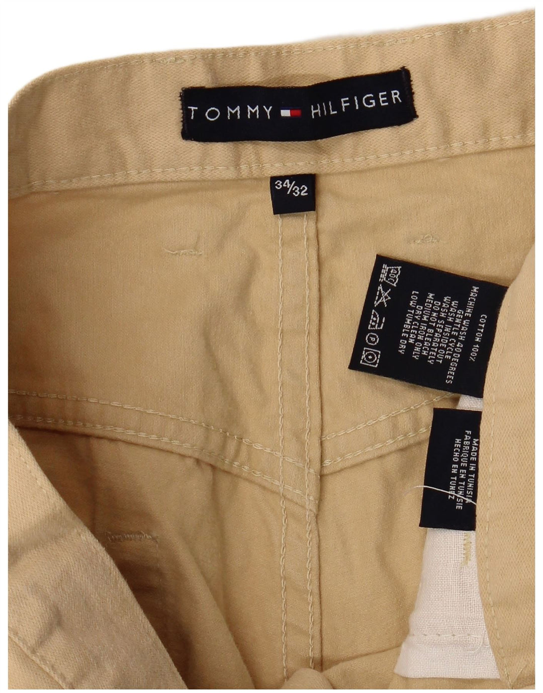 TOMMY HILFIGER Ανδρικό ίσιο casual παντελόνι W34 L32 Μπεζ βαμβακερό