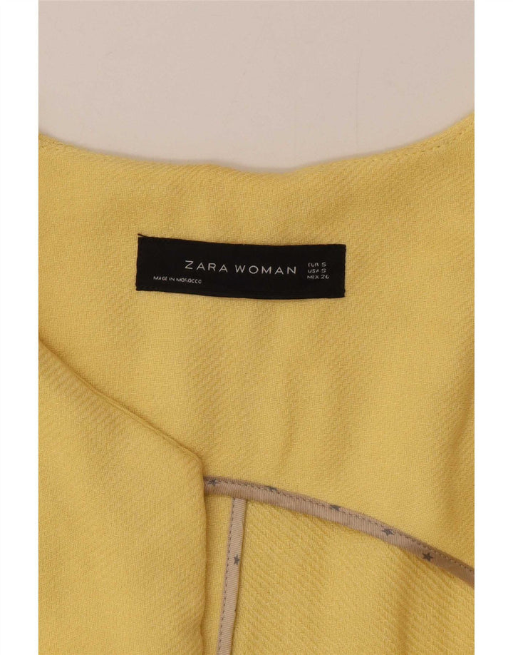 Zara Γυναικείο Ανοιχτό Παλτό UK 10 Μικρή Κίτρινη Βισκόζη