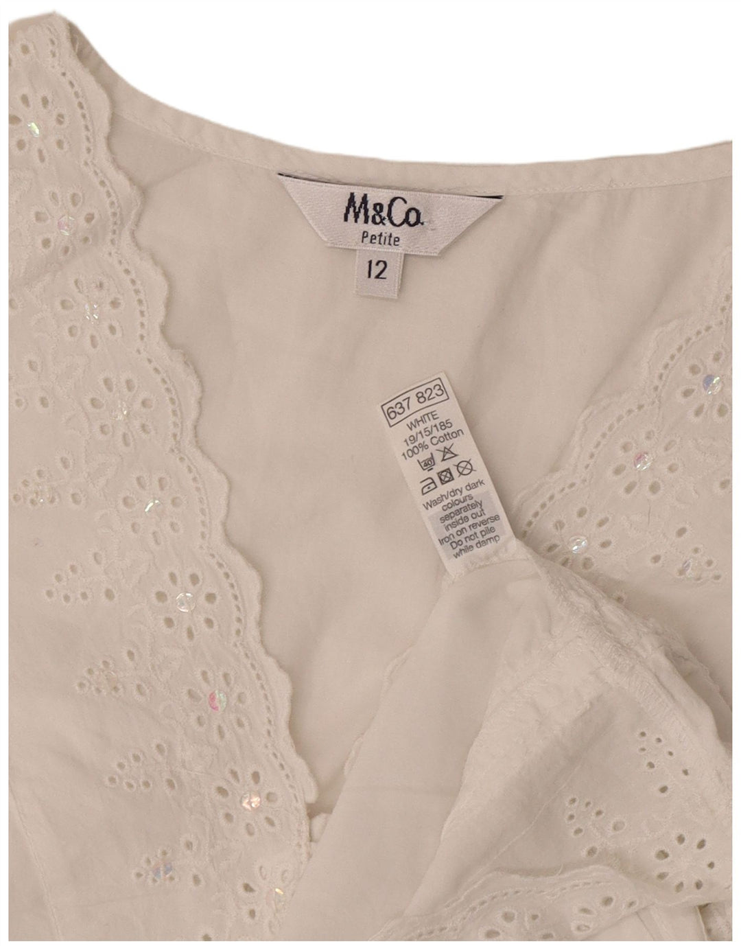 Max & Co. Γυναικεία Petite Μπλούζα Τοπ UK 12 Medium White Floral Βαμβακερό