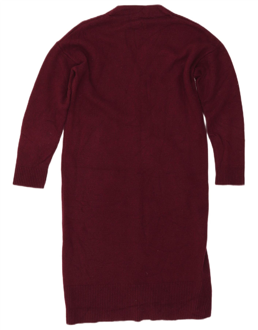 MASSIMO DUTTI Γυναικείο πουλόβερ ζακέτα Longline UK 12 Medium Burgundy