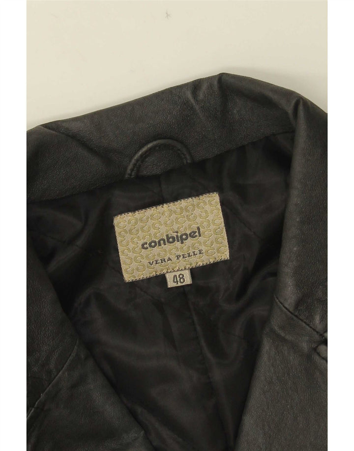 Conbipel Γυναικείο δερμάτινο σακάκι με 3 κουμπιά IT 48 XL Μαύρο