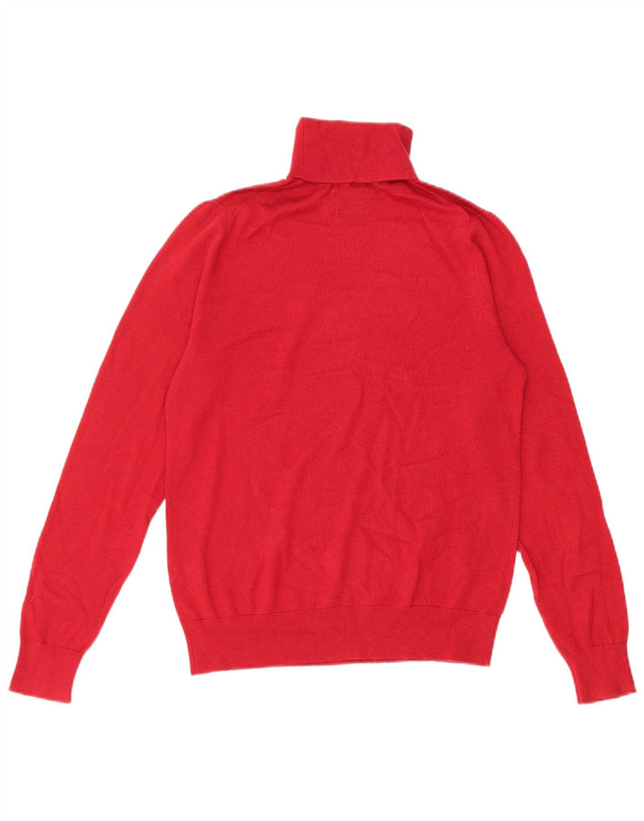 Massimo Dutti Γυναικείο πουλόβερ με ρολό λαιμόκοψη UK 10 Small Red Wool