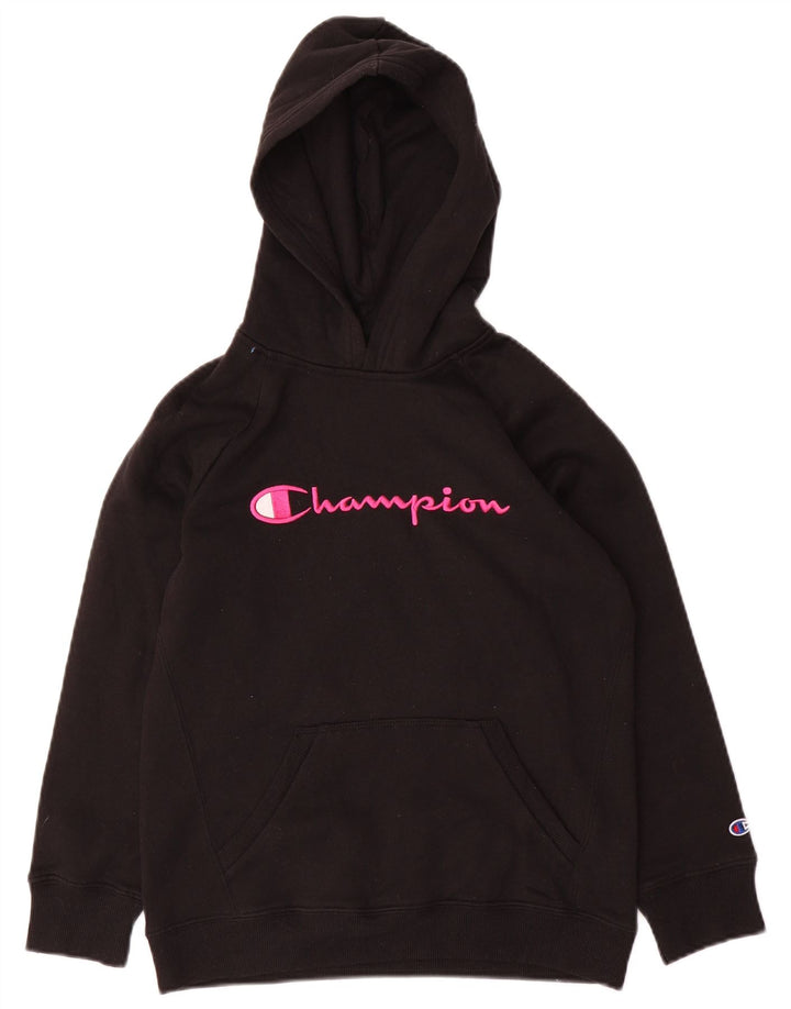 CHAMPION Girls Graphic Hoodie Jumper 11-12 Years Large Black