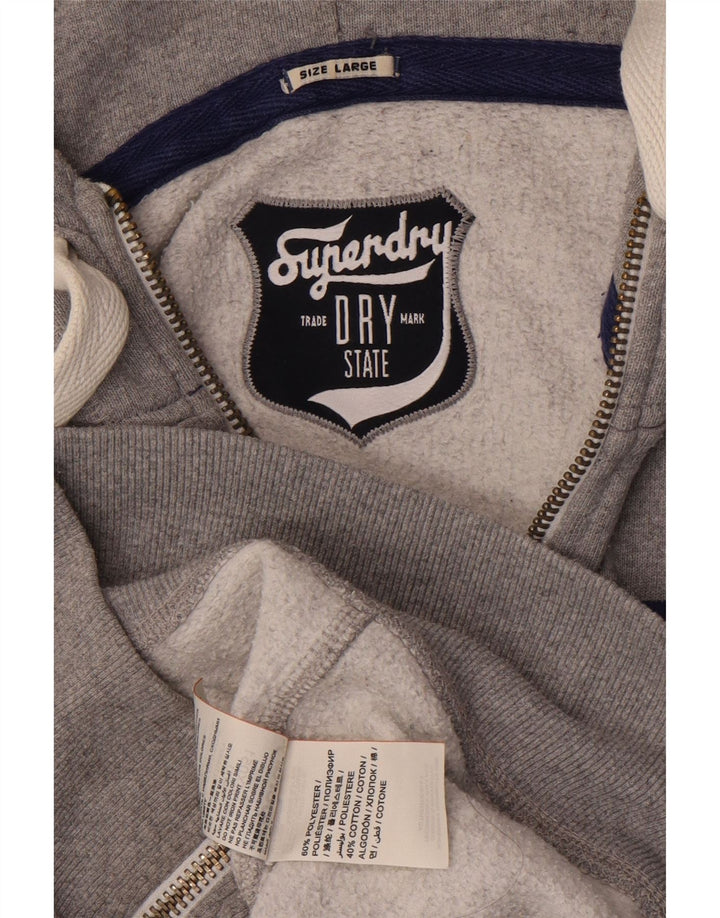 Ανδρικό πουλόβερ με κουκούλα με φερμουάρ SUPERDRY Μεγάλο γκρι πολυεστέρα