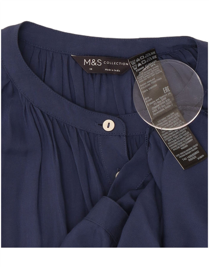 Marks & Spencer Γυναικεία Μπλούζα Μπλούζα UK 14 Large Navy Blue Viscose