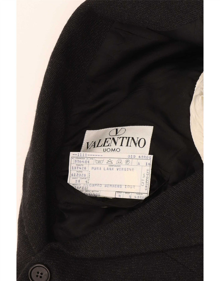 Valentino Ανδρικό σακάκι σακάκι με 3 κουμπιά IT 48 Μεσαίο μαύρο παρθένο μαλλί