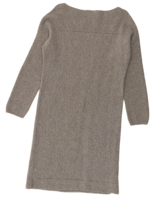 MONSOON Womens Long Sleeve Jumper Dress UK 10 Small Grey Wool