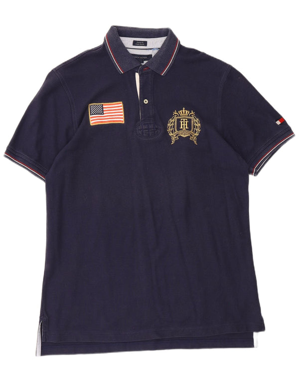 Tommy Hilfiger Ανδρικό πουκάμισο κουπέ Ajustee Custom Fit Polo Large Navy Blue