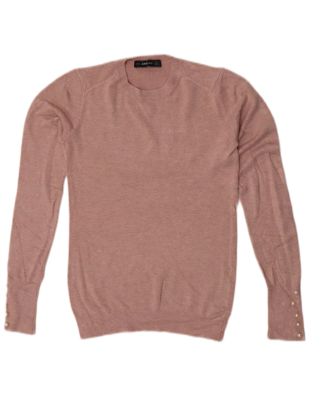Zara Γυναικείο πουλόβερ με λαιμόκοψη UK 8 Small Pink