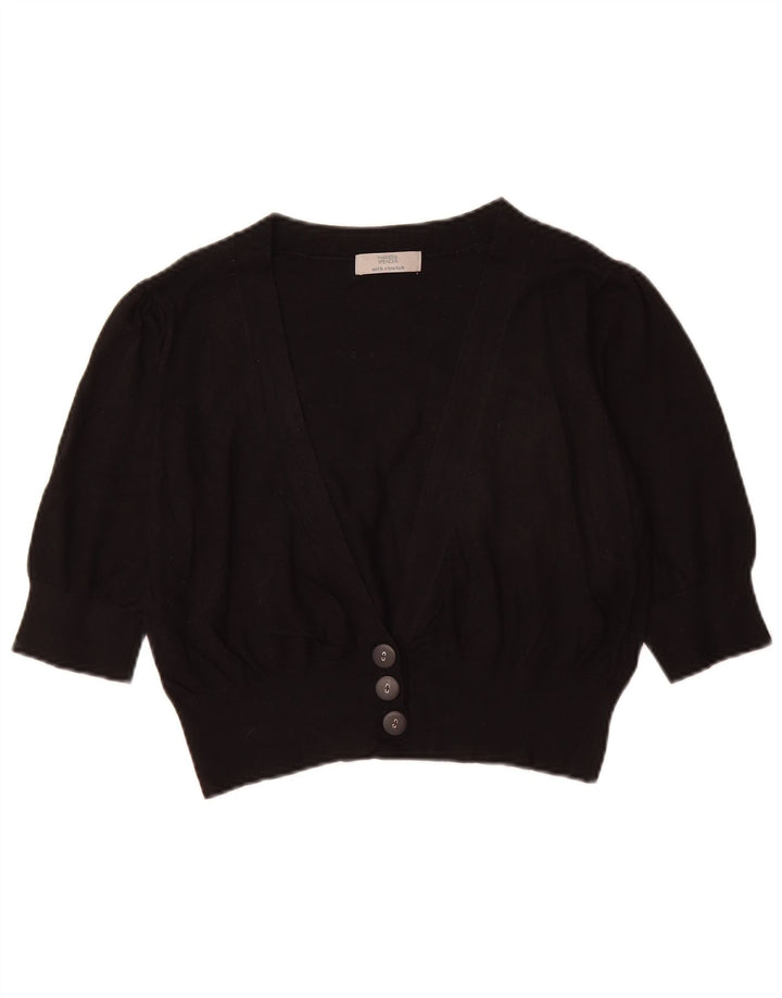 Marks & Spencer Γυναικείο πουλόβερ Crop Cardigan UK 14 Medium Black