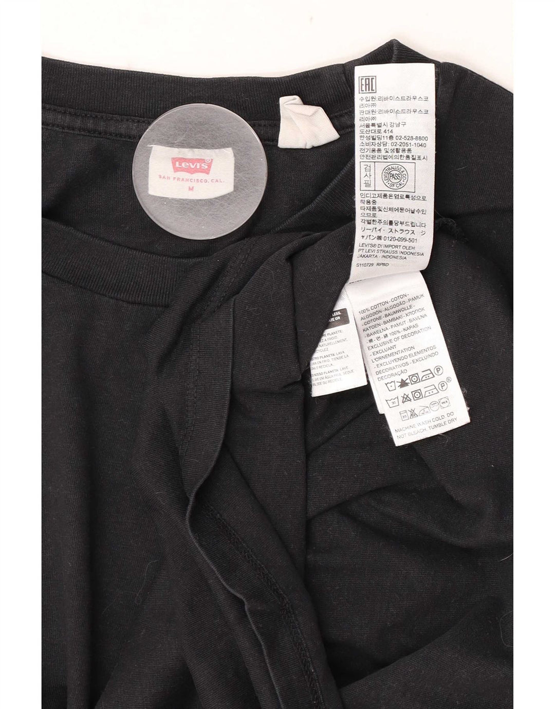 Γυναικείο T-Shirt Levi's Top UK 14 μεσαίο μαύρο βαμβακερό