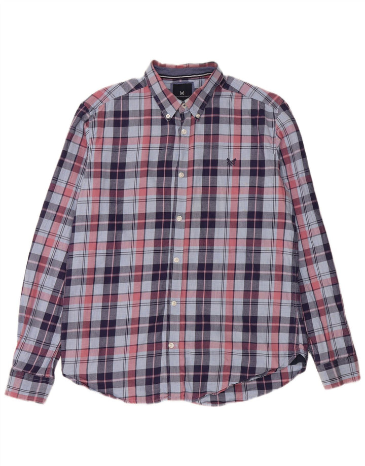 Ανδρικό φανελένιο πουκάμισο Crew Clothing Slim Fit, μεσαίο μπλε βαμβακερό